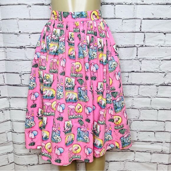 Hell Bunny Maxine Flamingo Sunset Skirt size XS - Picture 1 of 8